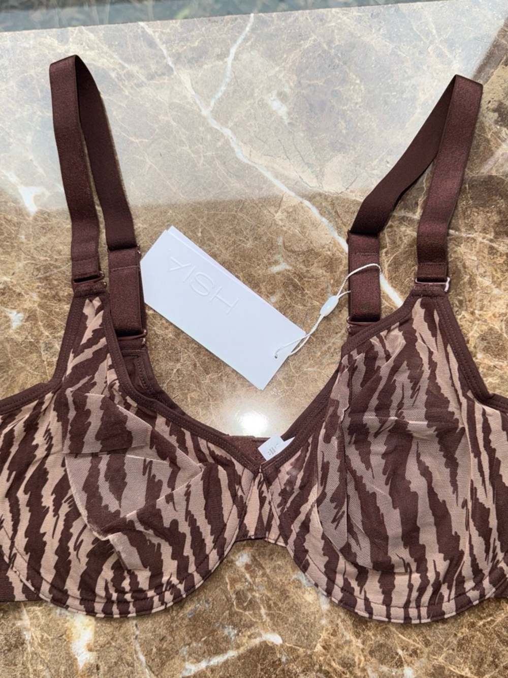 ISH Brown Animal-Print Underwire Bra with Adjustable Straps
